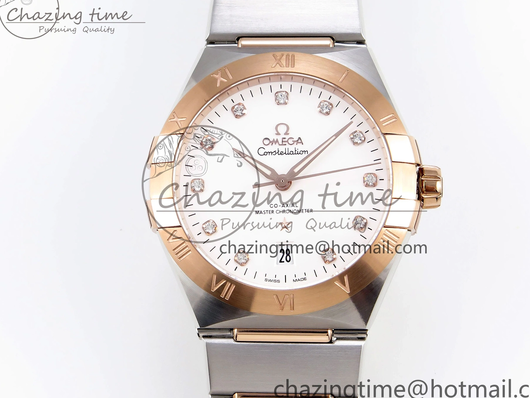 0414 Constellation 39mm SS RG ASWF 1:1 Best Edition White Diamonds Dial on SS RG Bracelet A Minimalist 7772